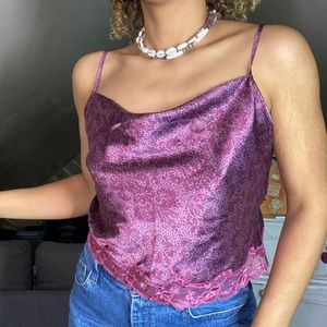 Purple Cowl Neck Lace Cami